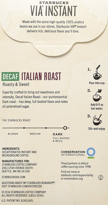 (2 Pack) Starbucks Via Ready Brew, Decaf Italian Dark Roast Instant Coffee, 7-Count each N2