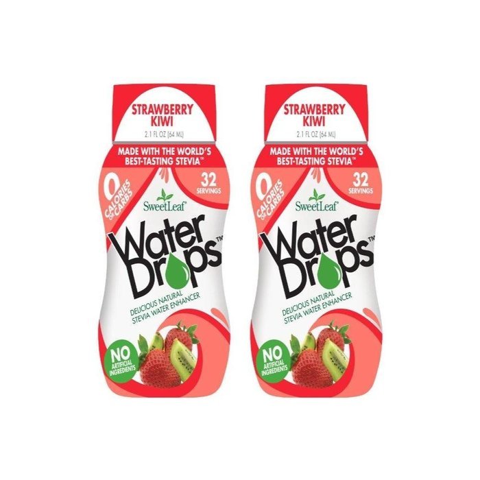 Sweetleaf Stevia Strawberry Kiwi Waterdrops 2.1 oz(64ml),Pack of 2 N2