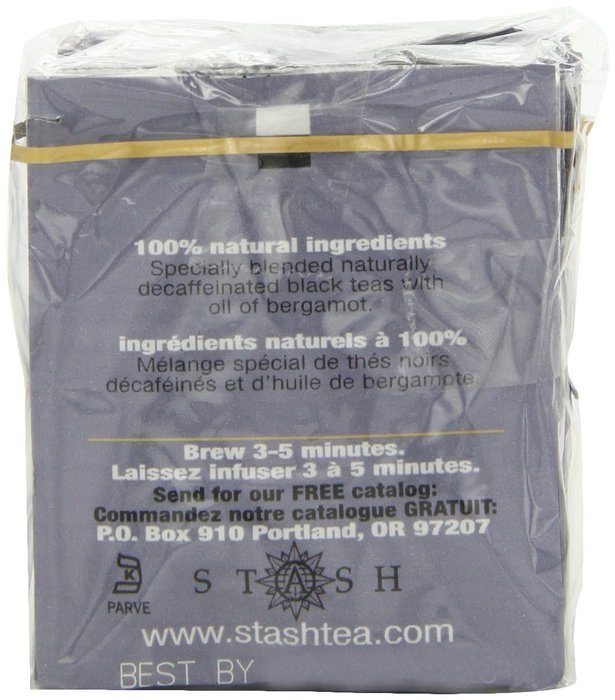 Stash Tea Decaf Earl Grey Black Tea, 10 Count Tea Bags in Foil (Pack of 12) N9