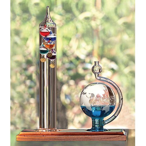 Lily's Home 11 inch Galileo Thermometer with Etched Glass Globe Barometer