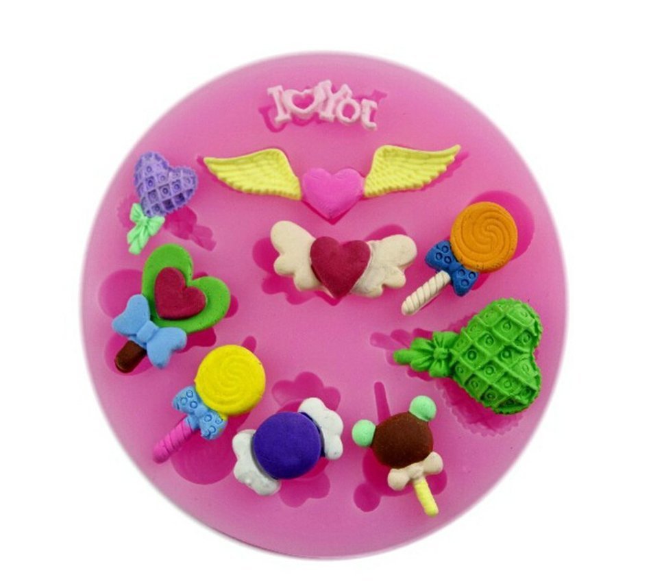 SHINA Wing Heart Pop Cake Fondant Soap Sugar Craft Cake Decorating Silicone Mold