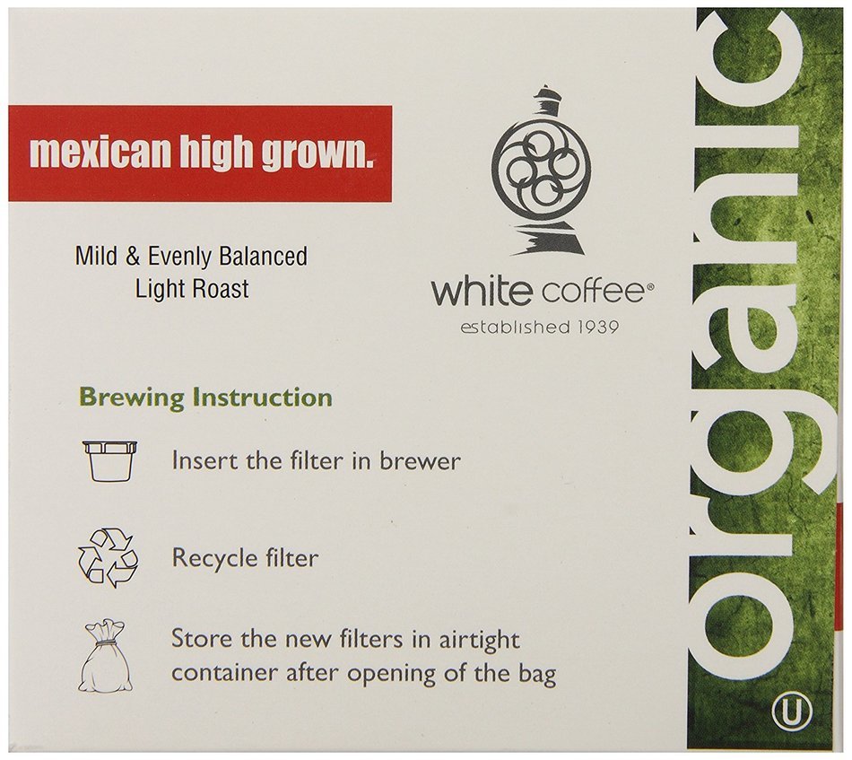 White Coffee Organic Single Serve Coffee, Mexican High Grown, 10 Count N5