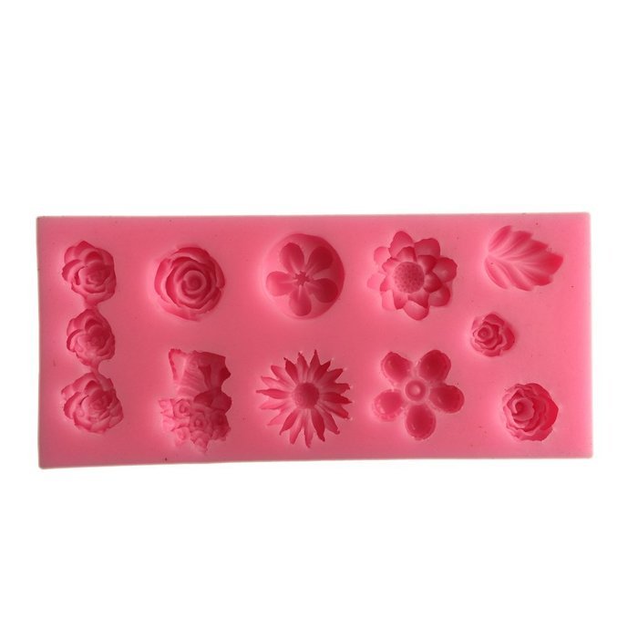 Yunko Leave and Flowers Cake Decoration Fondant Gum Paste Silicone Mold
