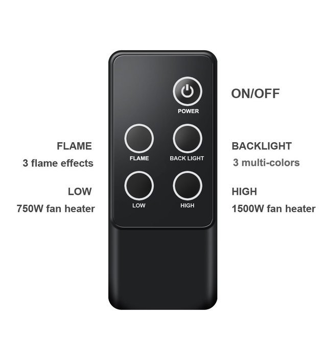 PuraFlame 36" Vivian Wall Mounted Curved Panel Electric Fireplace with Remote Control, 1500W, Black N4
