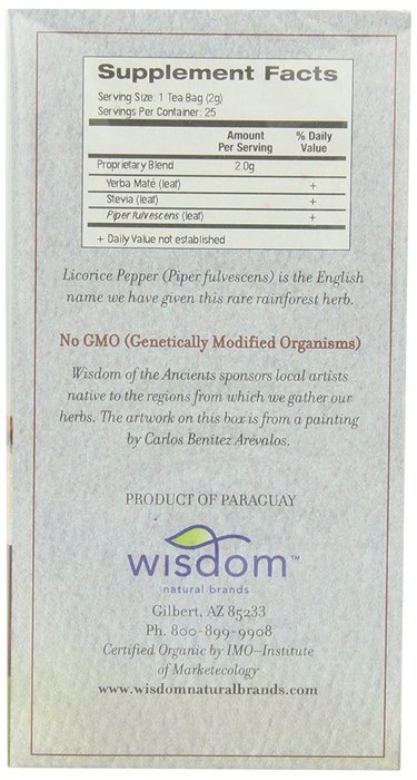Wisdom of the Ancients Yerba Mate Royale Tea, Naturally Sweet, 25 Tea Bags (Pack of 4) N2