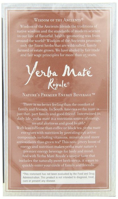 Wisdom of the Ancients Yerba Mate Royale Tea, Naturally Sweet, 25 Tea Bags (Pack of 4) N3