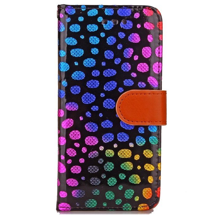 Iphone 7 Plus Wallet Shell Case,Yaheeda[Credit Card Slot] Colorful Shiny Sparkle Polka Dolt Pattern Gold Gilding... N3