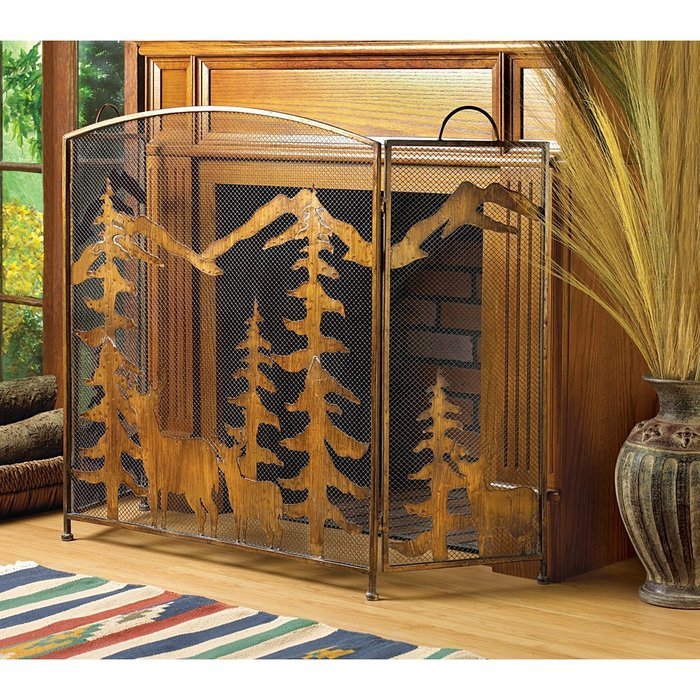 Home Locomotion Rustic Forest Fireplace Screen