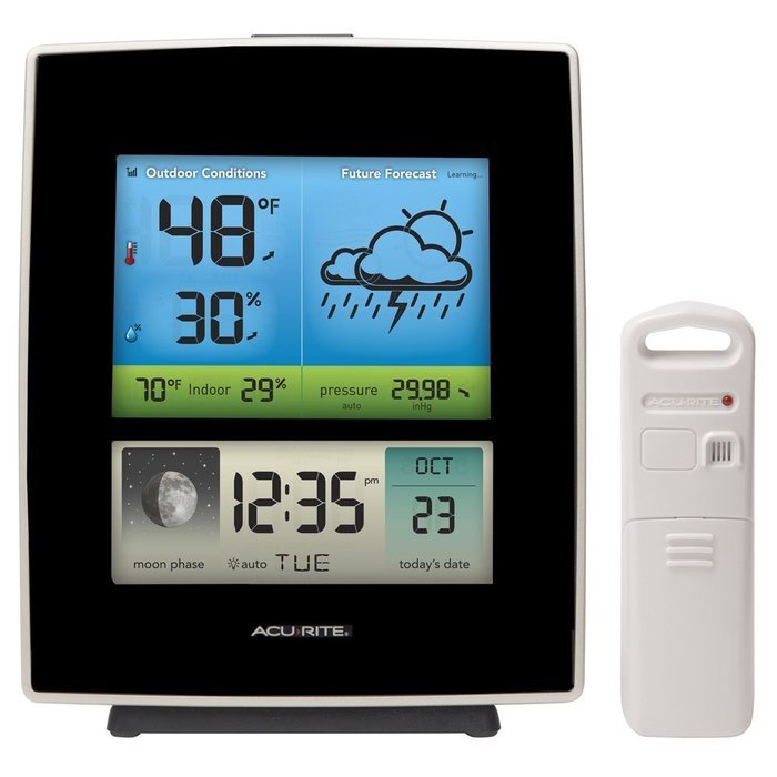 AcuRite 02030RM Weather Station with Forecast/Temperature/Humidity/Moon Phase, Black N3