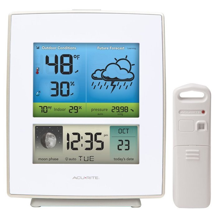 AcuRite 02030RM Weather Station with Forecast/Temperature/Humidity/Moon Phase, Black N4