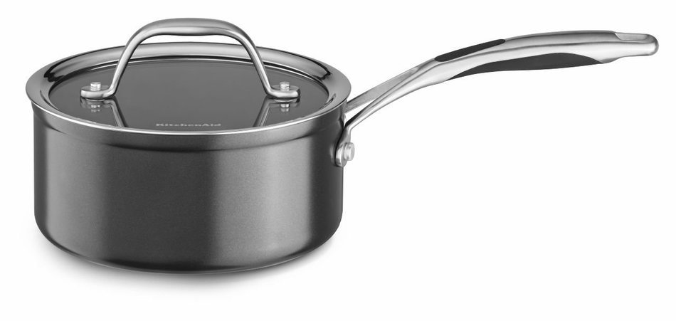 KitchenAid KCH160LCKD Hard Anodized Nonstick 6.0-Quart Low Casserole with Lid Cookware - Black Diamond N7