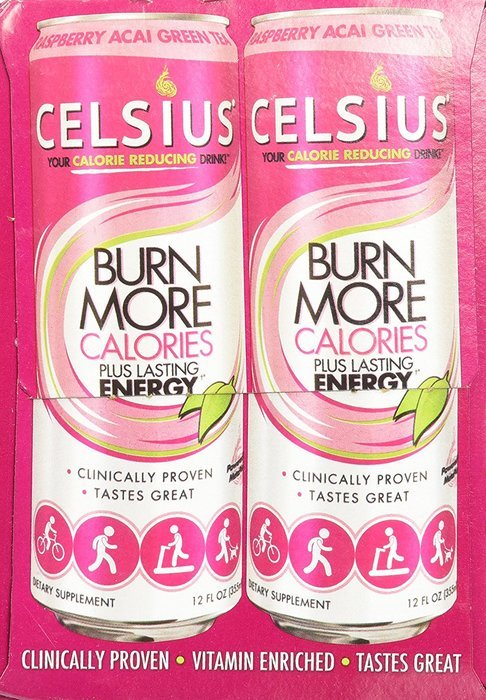 Celsius Drink Raspberry Acai Green Tea, 12 Fluid Ounce (Case of 4) N5