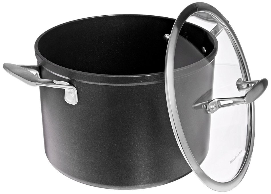 KitchenAid KCH260LCKM Professional Hard Anodized Nonstick 6.0-Quart Low Casserole with Lid Cookware - Black N20