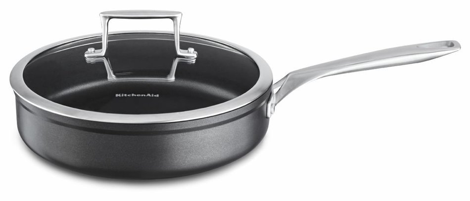 KitchenAid KCH260LCKM Professional Hard Anodized Nonstick 6.0-Quart Low Casserole with Lid Cookware - Black N21