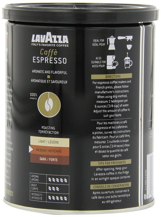Lavazza Caffe Espresso - Medium Ground Coffee, 8-Ounce Cans (Pack of 4)