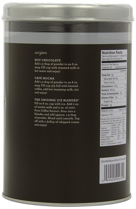 The Coffee Bean & Tea Leaf No Sugar Added Chocolate Powder, 16-Ounce Containers (Pack of 3)