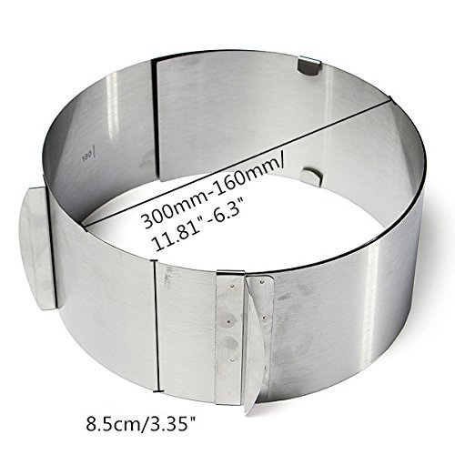 6 to12Inch Stainless Steel Adjustable Mousse Cake Ring Baking Mold N2