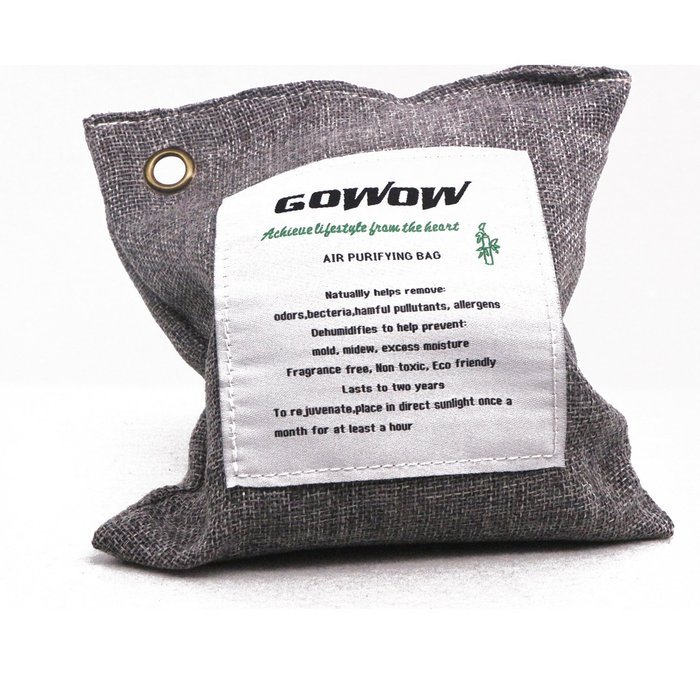 GOWOW Naturally Activated Bamboo Air Purifying Bag, Charcoal Bag (1Large, DarkGrey) N7