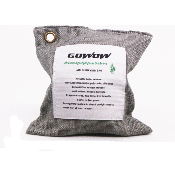 GOWOW Naturally Activated Bamboo Air Purifying Bag, Charcoal Bag (1Large, DarkGrey) N9