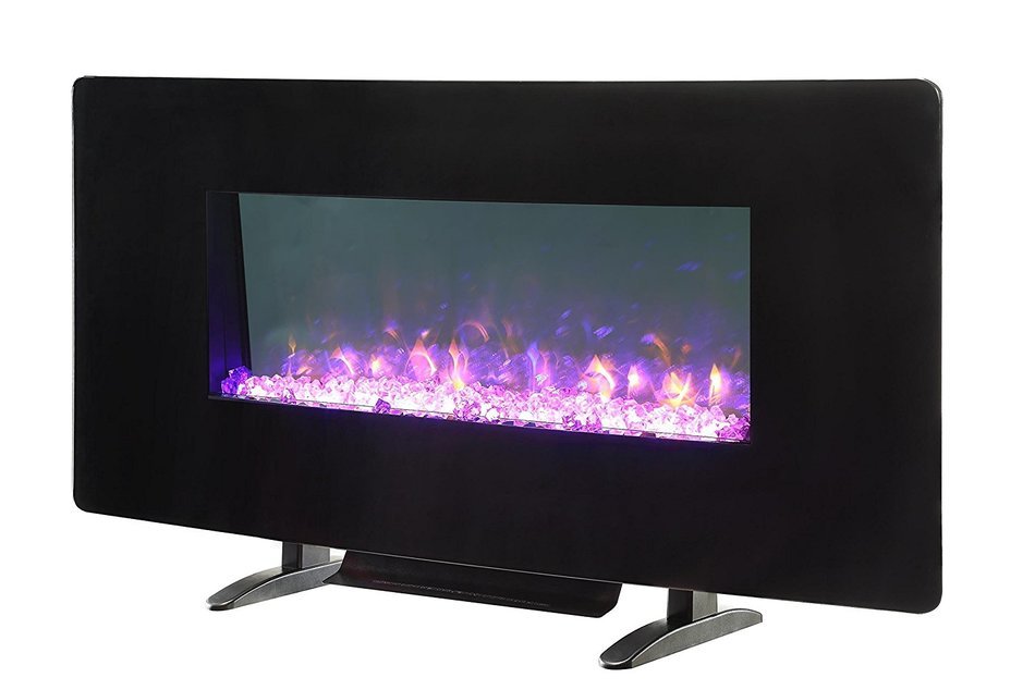 Firefly 16in-42-109C Wi-Fi Smart LED Wall Mounted Electric Fireplace with Bluetooth Speaker, Black, Extra Wide...