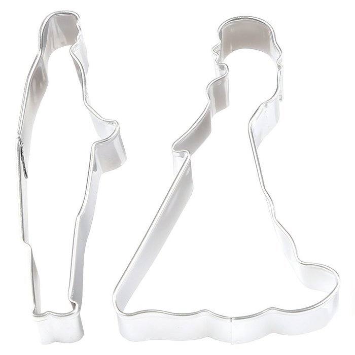 2Pcs Stainless Steel 430 Bride and Bridegroom Wedding Biscuit Pastry Fondant Fruits Cake Cookie Cutter Mold