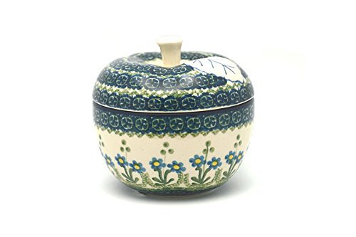 Polish Pottery Apple Baker - Large - Blue Spring Daisy