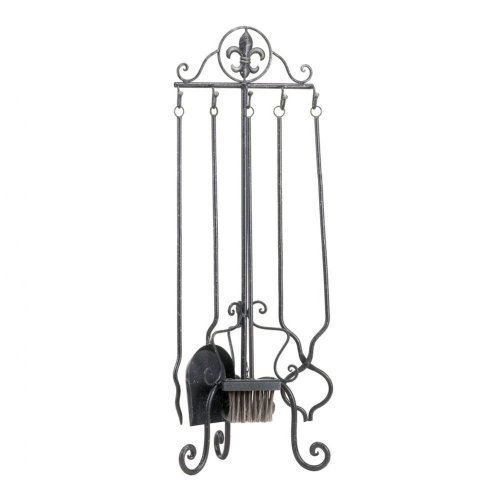 Fleur De Lis 5 Piece Iron Fireplace Tool Set