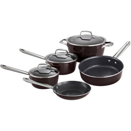 Tramontina Style 8-Piece Porcelain Enamel Non-stick Cookware Set, Conical Black Cherry
