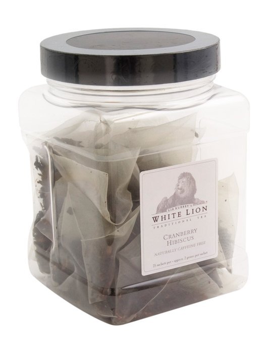 White Lion Cranberry Hibiscus Herbal Tea Sachets, 25 Count