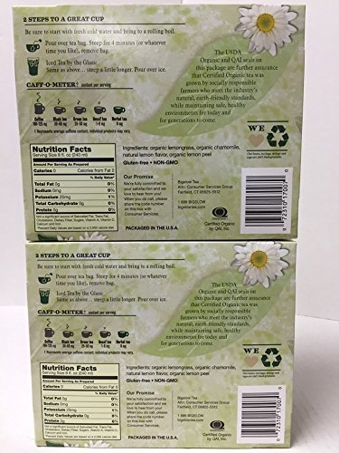 Bigelow Organic Chamomile Citrus Caffeine Free Herb Tea (60 Tea Bags) 2.74 Oz (Pack of 2) N2