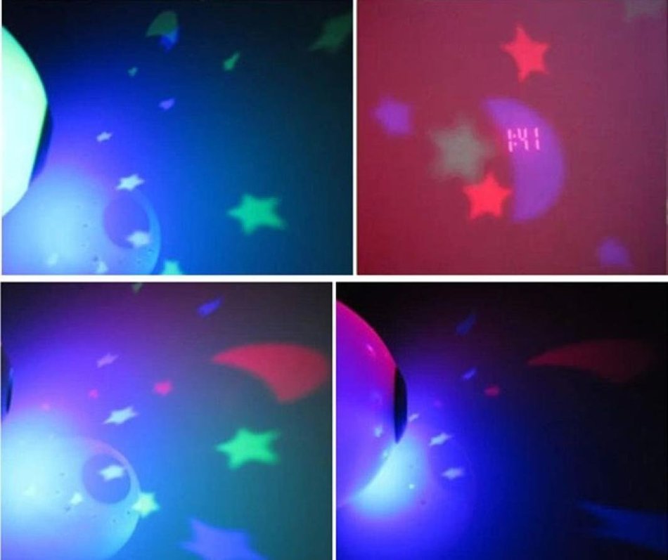 Voberry&reg; New 7 Colors LED Change Star Night Light Magic Projector Backlight Clock N6