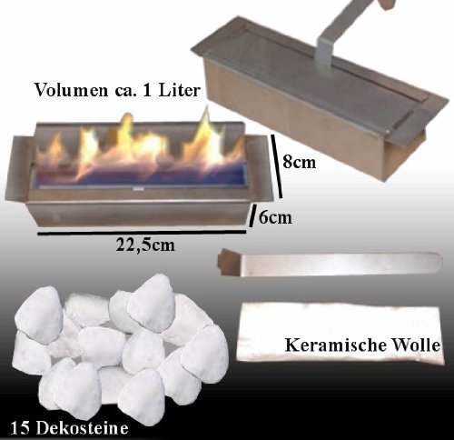 Gel + Ethanol Fire-Places Emily Deluxe Inclusive: 1 Adjustable Stainless-Steel Burner White