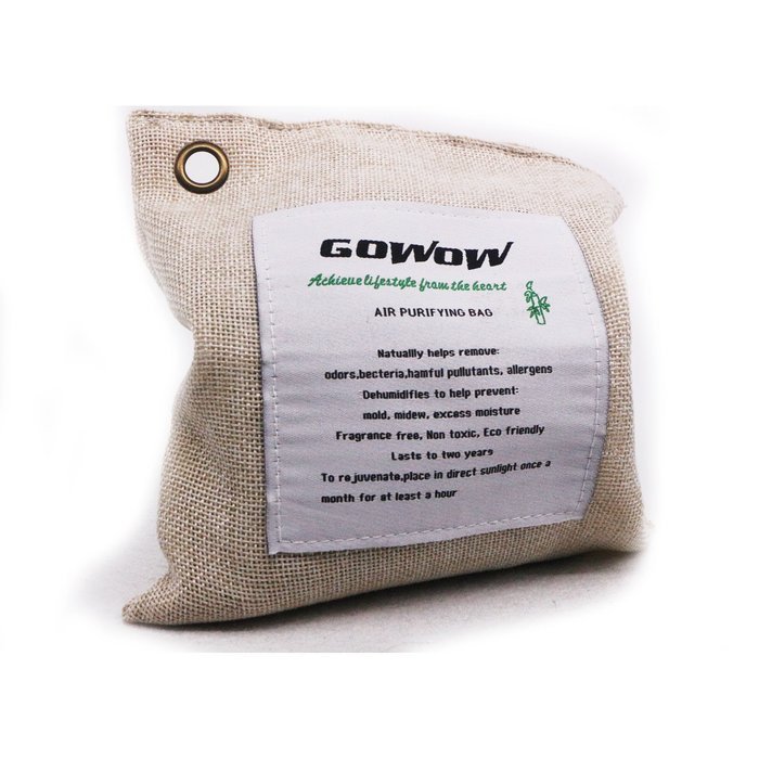 GOWOW Naturally Activated Bamboo Air Purifying Bag, Charcoal Bag (1Large, DarkGrey) N18