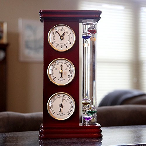 Lily's Home? Galileo Weather Station with Galileo Thermometer, a precision quartz clock, barometer and hygrometer N5