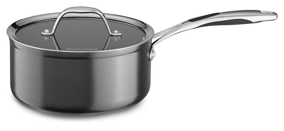 KitchenAid KCH160LCKD Hard Anodized Nonstick 6.0-Quart Low Casserole with Lid Cookware - Black Diamond N15
