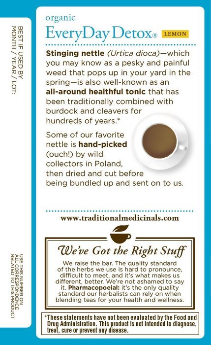 Traditional Medicinals Organic Everyday Detox Lemon Tea, 16 Tea Bags