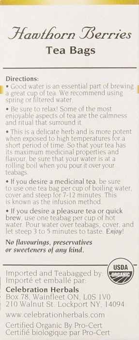 Celebration Herbals Organic Hawthorne Berries Tea Caffeine Free -- 24 Herbal Tea Bags