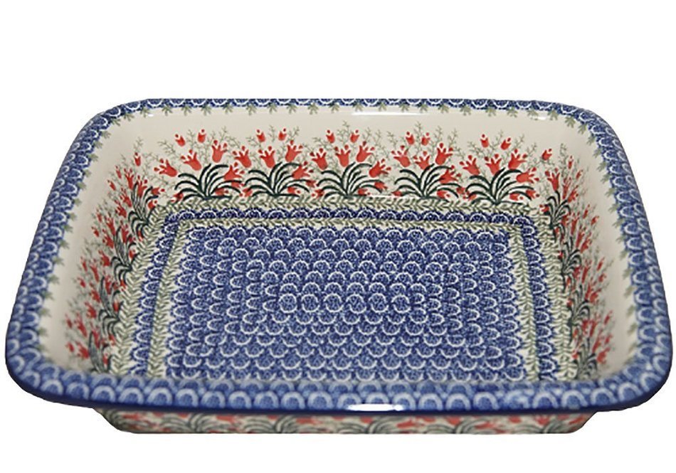 New Polish Pottery ROLLED EDGE BAKER Lasagna Pan Boleslawiec CA Pattern 1437