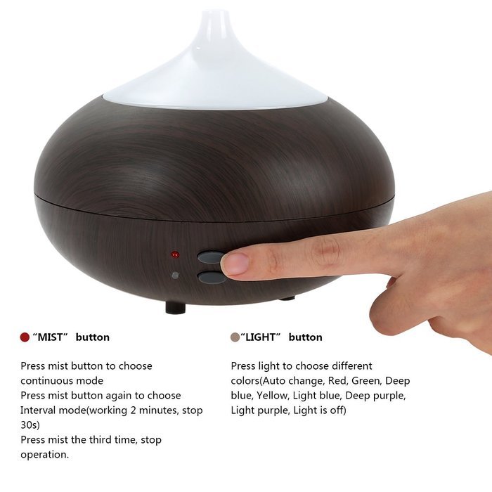 oobest Wood Grain Aroma Essential Oil Diffuser Humidifier-300ML Diffuser Cool Mist Humidifier Air Purifier Use... N4