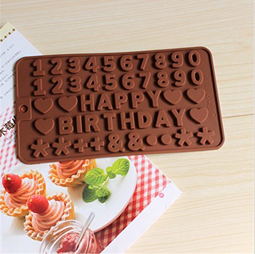 Cutoy Happy Birthday Letter and Number Design Silicone Cake Fondant Chocolete Jello Soap Candy Gum Paste Molds...