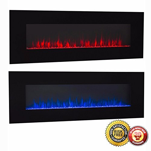 New Contemporary Electric Fireplace Black 50" Wall Mount Heater Multicolor flame N5