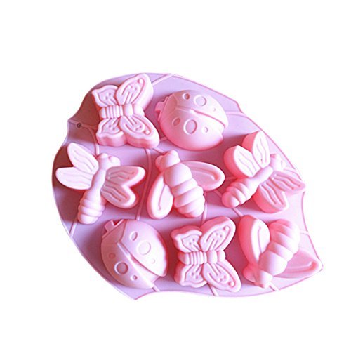 8 Insect Pudding Jelly Silicone Cake Mold Pan 10.4"x8"x1.3" Color At Random