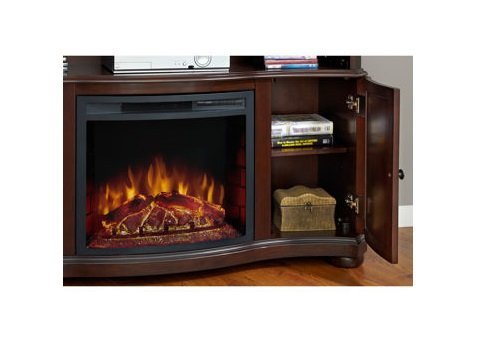 Merrill Media Electric Fireplace Heater Ventless Merlot Dark Wood Living / Bed Room TV Stand (Merlot) N2