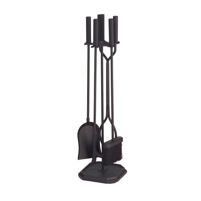 Contemporary 4 Piece Black Fireplace Tool Set