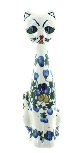 Polish Pottery Pansies Small Cat