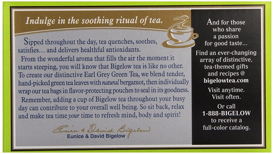 Bigelow Earl Grey Green Tea Bags - 20 ct N6