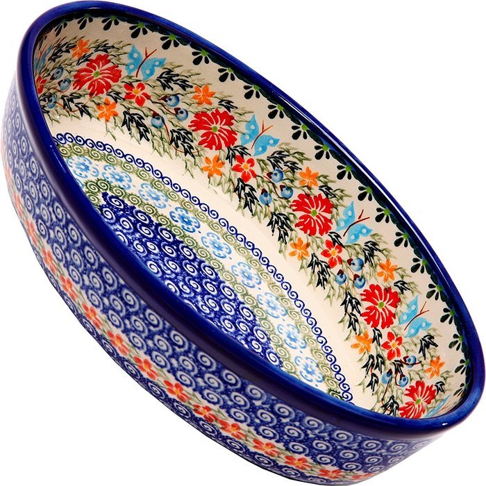 Polish Pottery Ceramika Boleslawiec Oval Mirek Baker 2, 9-2/3-Inch by 6-7/10-Inch, 5 Cups, Royal Blue Patterns...