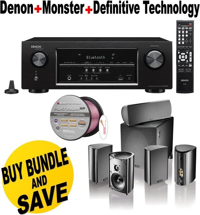 Denon AVR-S510BT 5.2 Channel Full 4K Ultra HD A/V Receiver with Bluetooth + Definitive Technology Pro Cinema 800...