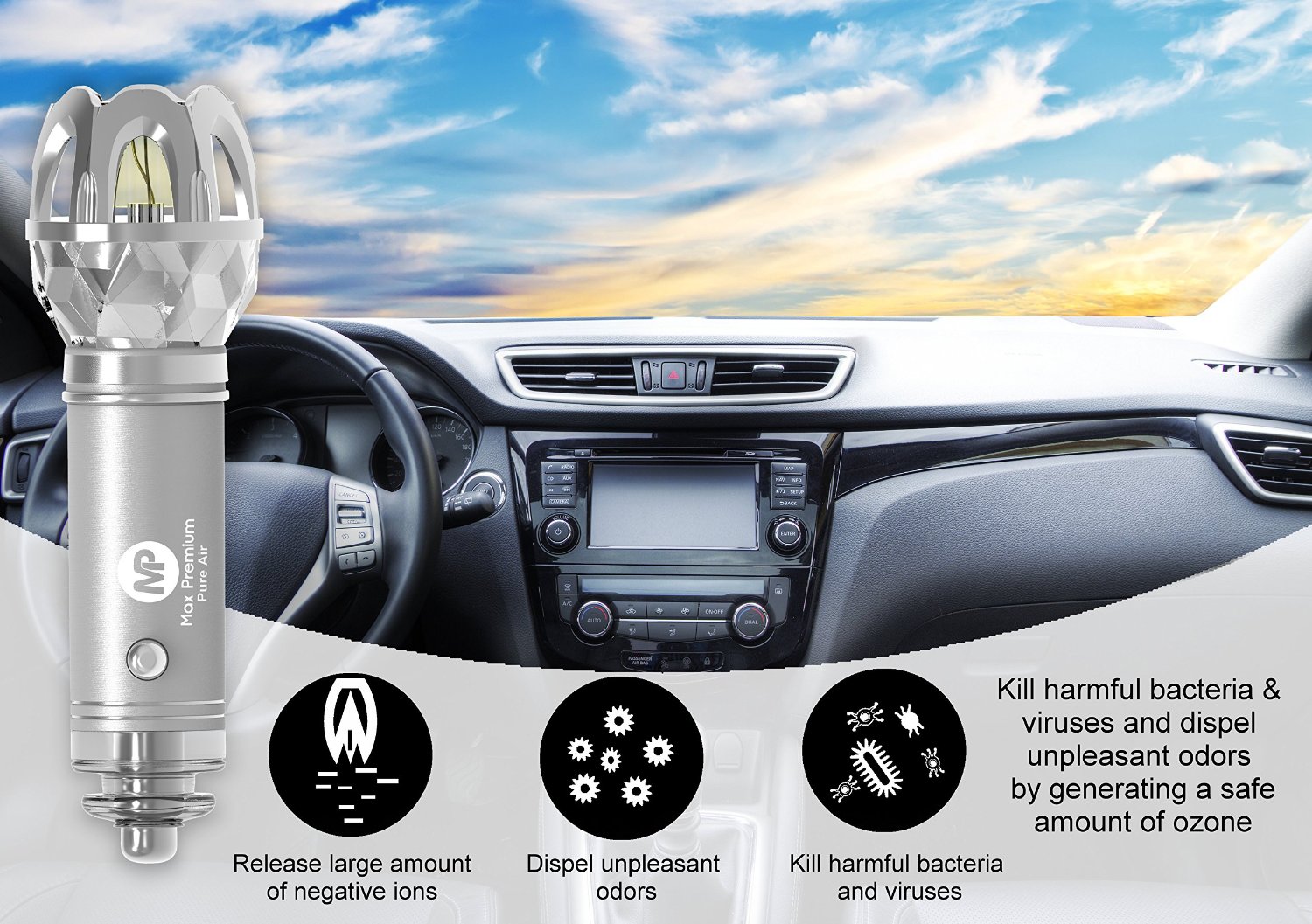 Auto Ionizer, Car Air Purifier Plus BONUS Car Air Freshener + eBOOK by