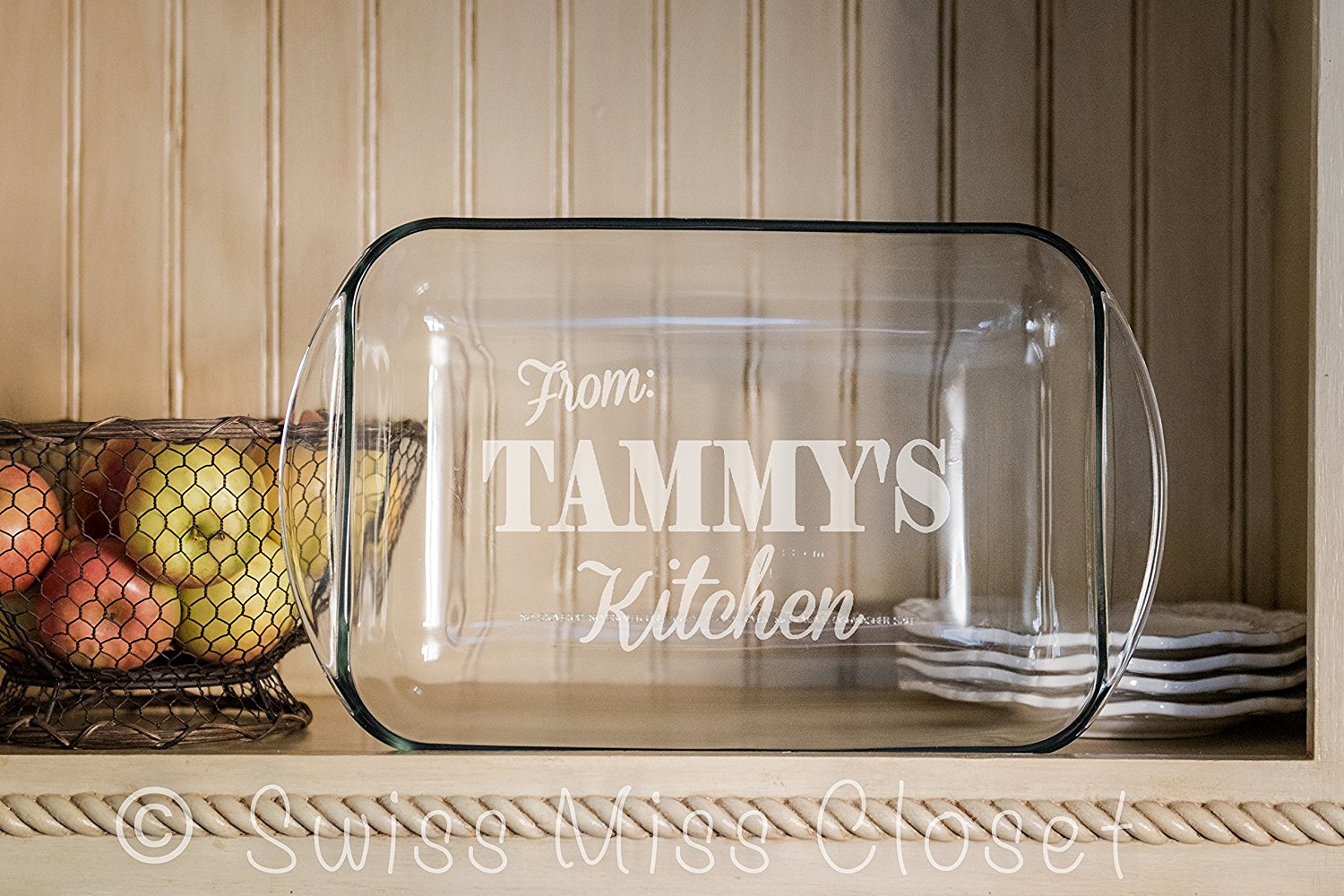 Personalized 9x13 inch 3 quart glass baking dish custom engraved made